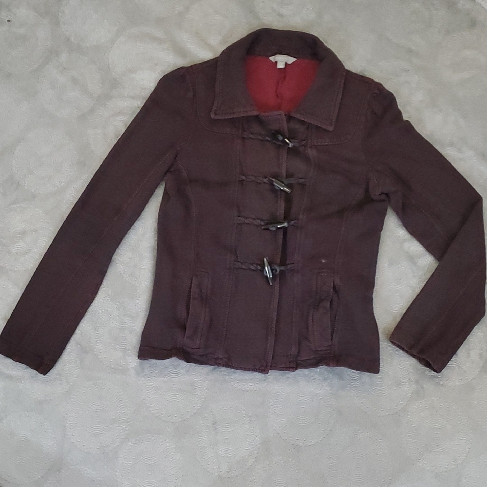 Rubbish Burgundy Jacket with Toggle Closures